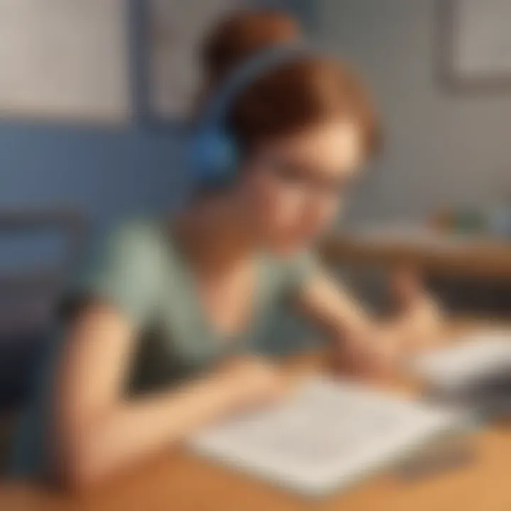 Illustration of a 4th grader solving math problems with a digital game