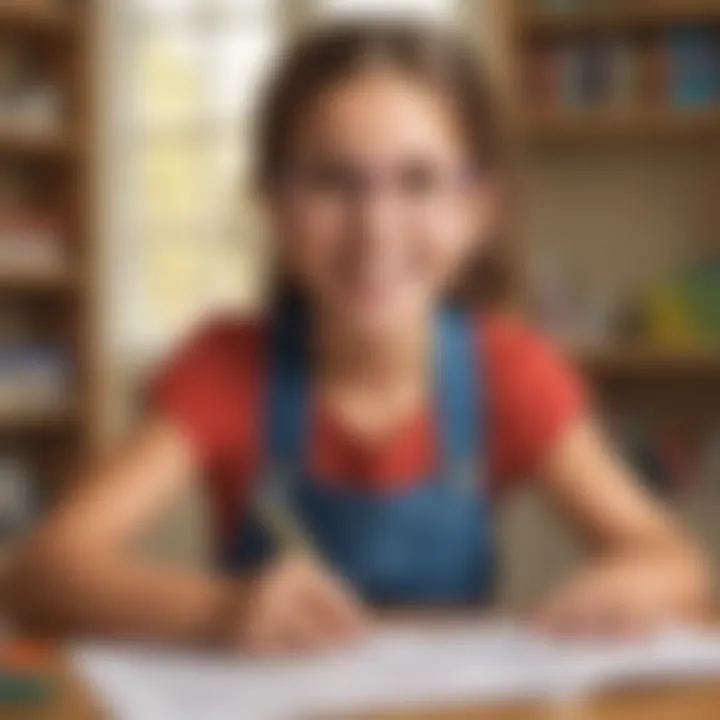 Illustration of a happy 4th grader mastering math concepts through play