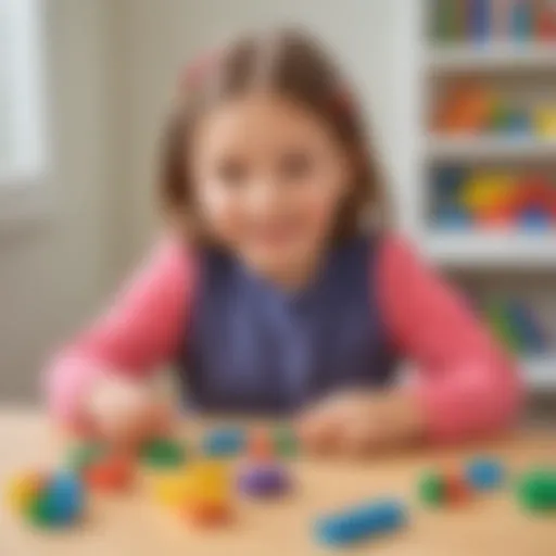 Child using colorful manipulatives for addition practice