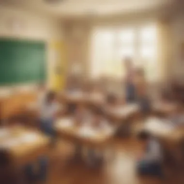 A classroom scene with children participating in math activities