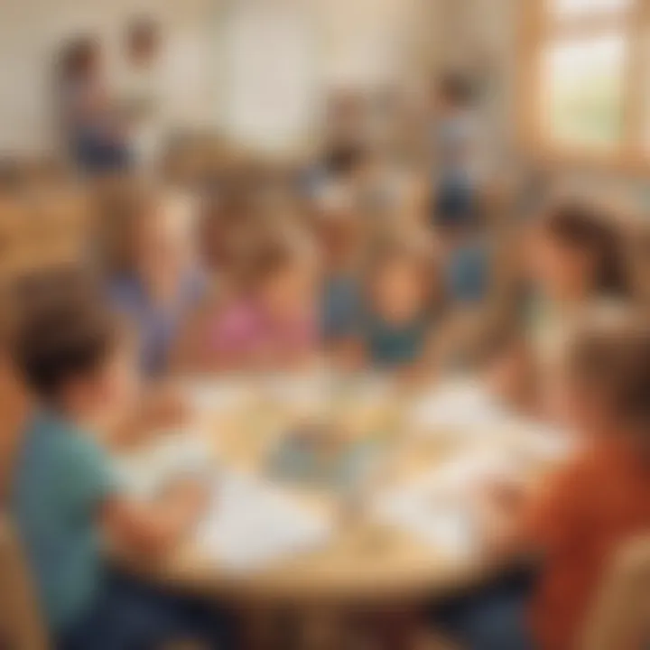 A joyful classroom setting with children participating in a group math activity