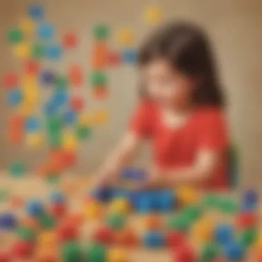 Engaging with Counting Blocks Young learners engaging with colorful counting blocks to enhance numerical understanding