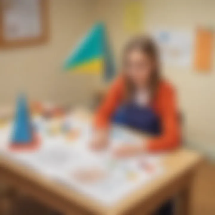 A teacher demonstrating geometric shapes