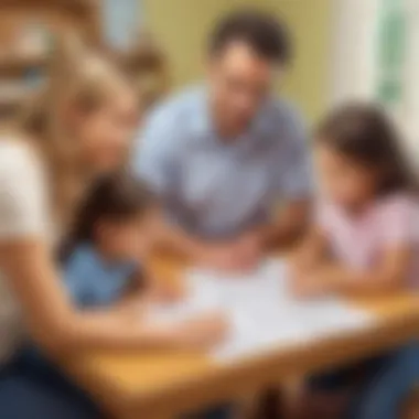 Parental Support in Math Education Parents assisting children with math worksheets