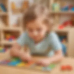 Preschooler engaged in a cognitive puzzle activity