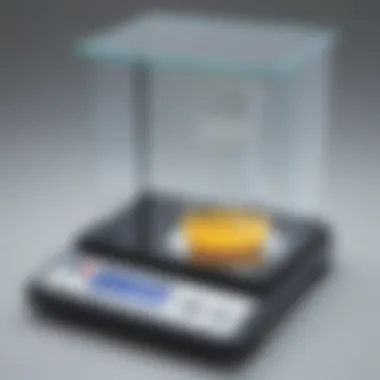Digital Scale for Volume Conversion Digital scale displaying liquid weight for volume conversion