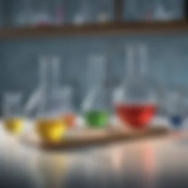 Laboratory Volumetric Flasks Laboratory setting with volumetric flasks in use