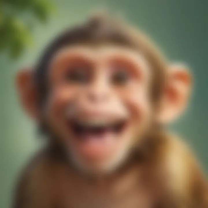 Illustration of a mischievous monkey sharing a funny joke