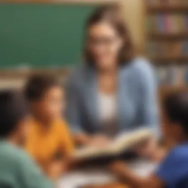 An educator guiding students through a non-fiction reading session