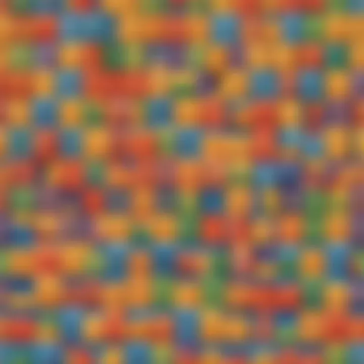 Colorful counting blocks arranged in patterns