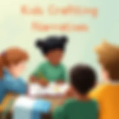 Kids Crafting Their Own Narratives Children creating their own stories with drawings and words