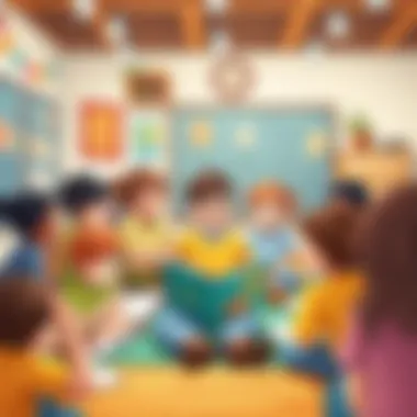 Children Engaged in Storytelling A vibrant classroom filled with children engaged in storytelling activities