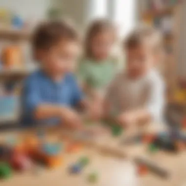 Children interacting with educational toys that promote creativity
