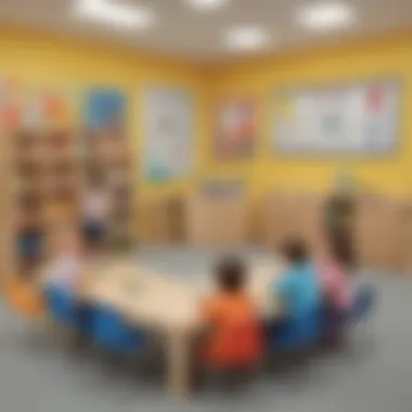 Preschool classroom with interactive learning stations