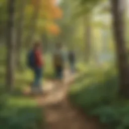 Students exploring a nature trail