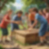 Children engaging in a teamwork outdoor game