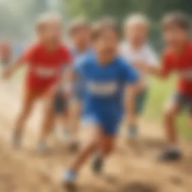 Team Spirit in Relay Racing Kids participating in a relay race with enthusiasm