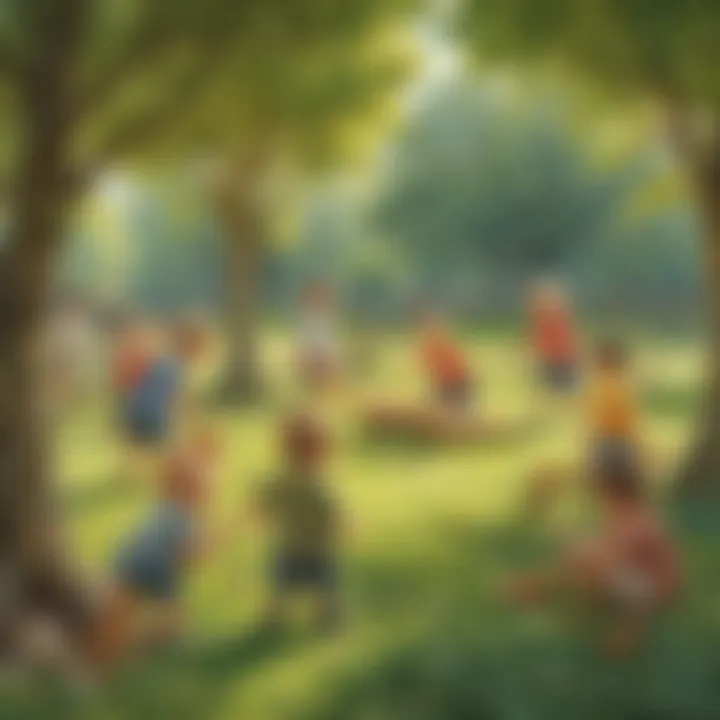 A group of toddlers playing together in a park