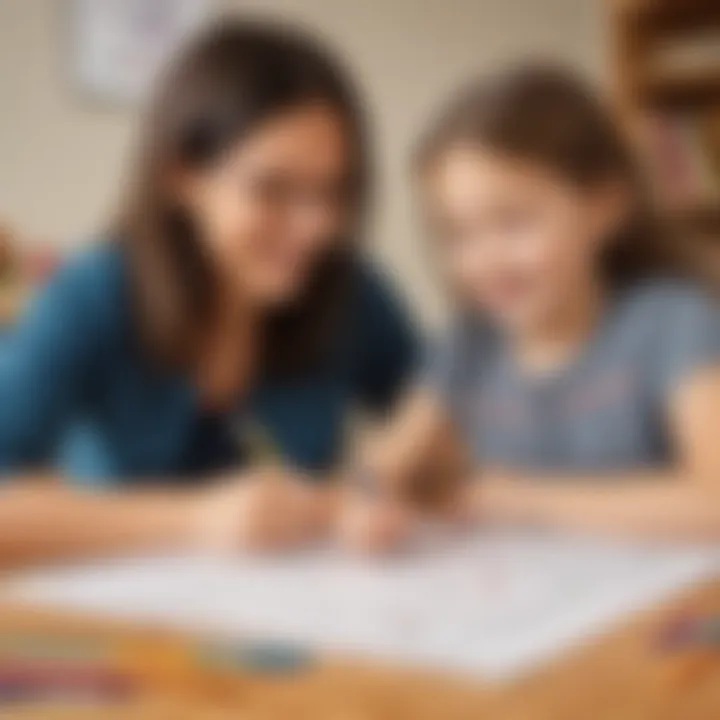 Illustration of parent and child engaging in math activities
