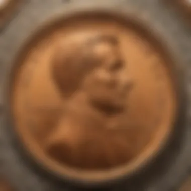 Intricate Details of a Penny Coin Reflective surface showcasing intricate details of a penny coin