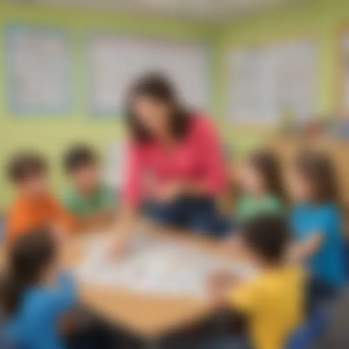 An educator demonstrating phonics strategies to a group of students.