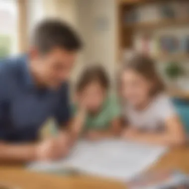 Parents supporting their child in phonics practice at home