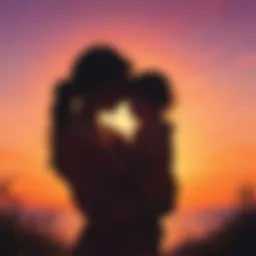 Mother and child silhouette in the sunset