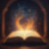 Illustration of a magical book opening with bright light emanating from its pages