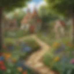 Illustration of a whimsical vocabulary garden