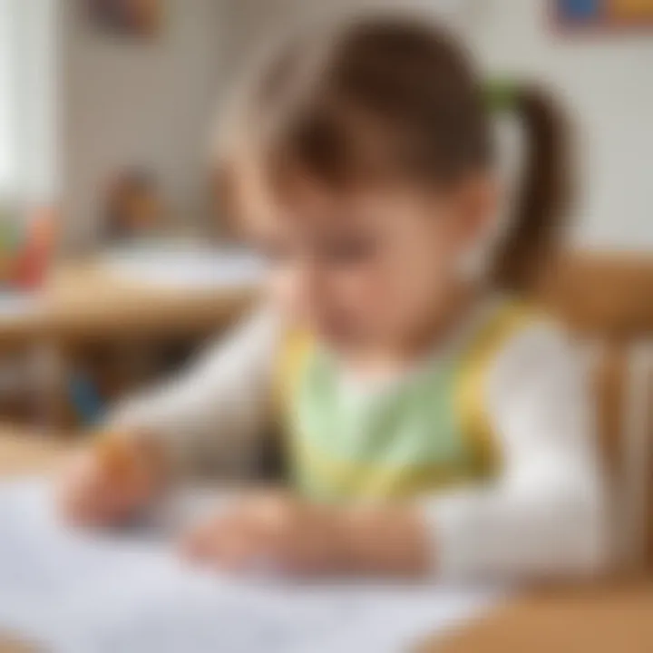 Child practicing letters on a worksheet