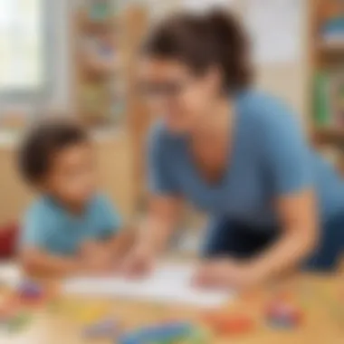 Guided Math Exploration Preschooler exploring math concepts with a teacher