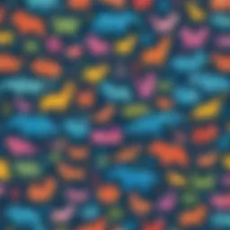 Preschool printing sheet with colorful animal shapes