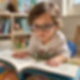 Preschooler engrossed in a book