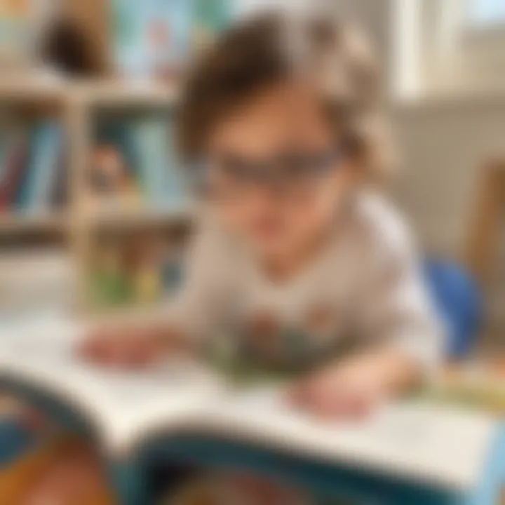 Preschooler engrossed in a book