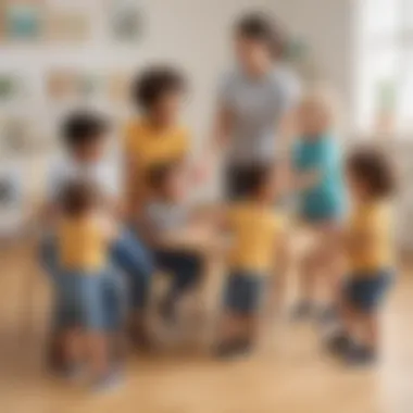 Social Skills Building Preschooler engaging in group activity to enhance social skills