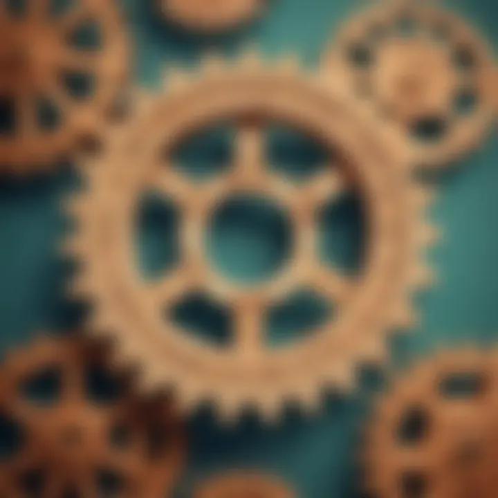 Abstract concept of rational numbers represented by interconnected gears