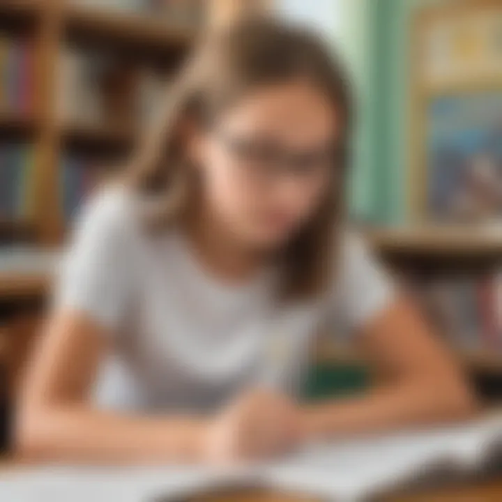 Illustration of a 5th grade student experiencing a 'Eureka' moment while solving a reading exercise