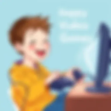 A cheerful child playing a video game, showcasing joy and engagement