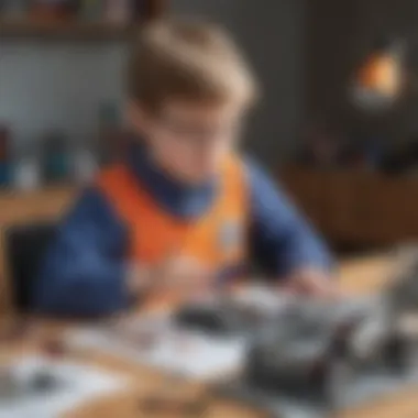 Robotics kit being assembled by a child