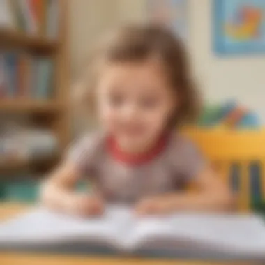 Child Engaged in Learning A child joyfully working on a page from a workbook