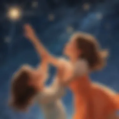 Reaching for the Stars: The Pursuit of Dreams An artistic representation of a daughter reaching for the stars, embodying ambition and dreams.