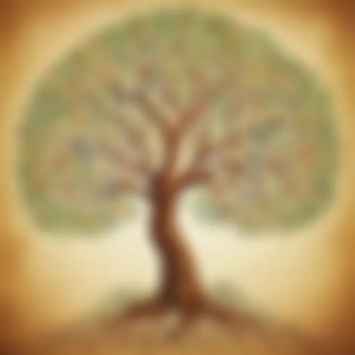 A vibrant tree symbolizing growth and strength, with inspirational quotes woven into its branches.