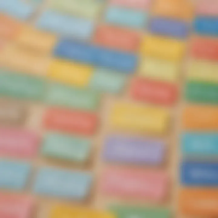 Illustration of colorful sight word cards for learning