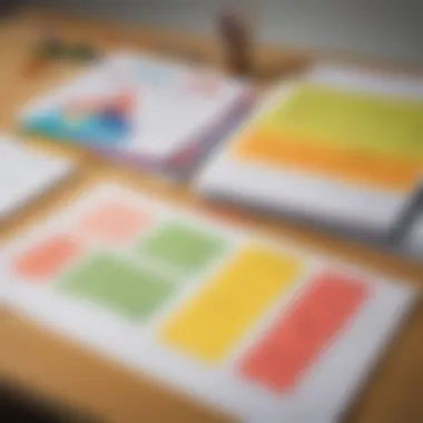 Colorful Worksheets Enhancing Learning Environment Colorful algebra worksheets spread on a classroom desk