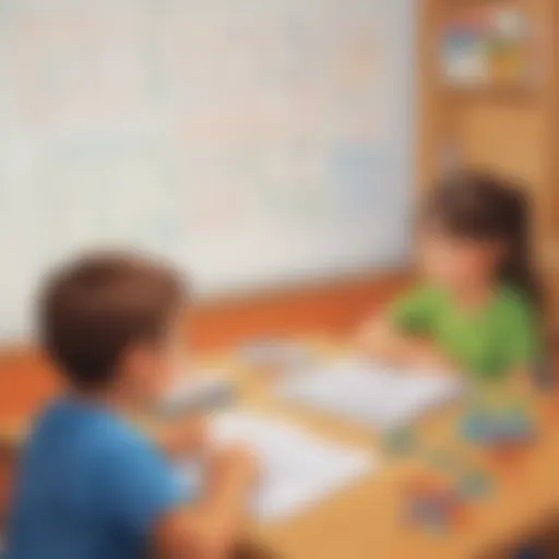 Elementary students engaged in algebra activities