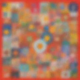 A colorful collage created by preschoolers using various materials