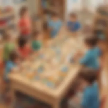 Children Enjoying a Collaborative Sorting Game Children participating in a sorting game activity