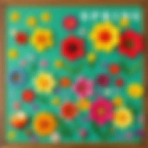 Colorful spring flowers decoration for bulletin board
