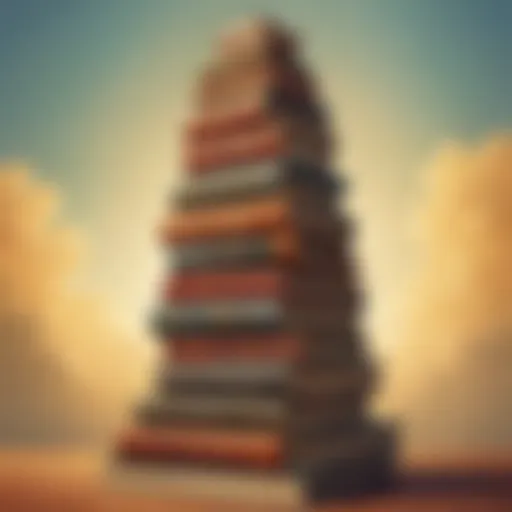 A group of books stacked on top of each other symbolizing knowledge and achievement