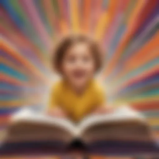 A child immersed in a colorful book, showcasing the joy of reading.